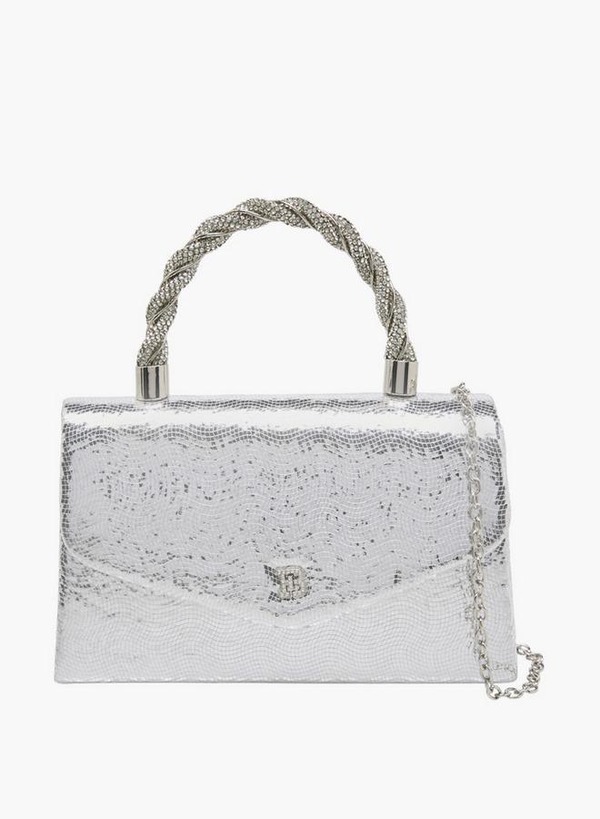 Flora Bella By Shoexpress Textured Satchel Bag With Button Closure Ramadan Collection - Image 1